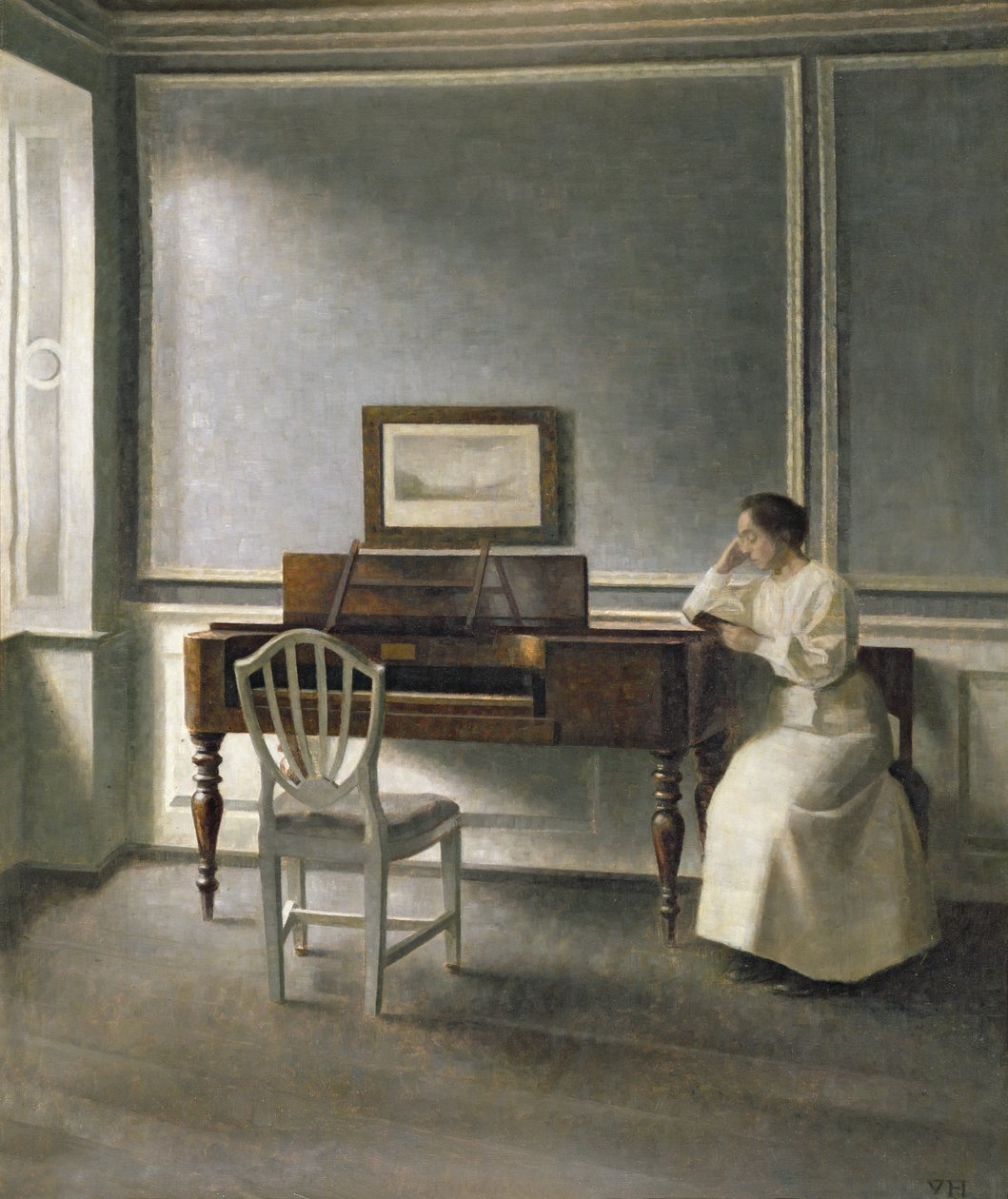 Piyanoyla Okuyan Kadın, 1907 by Vilhelm Hammershoi