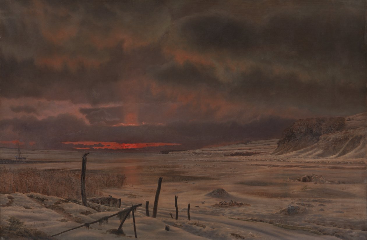Danimarkalı bir Fiord tarafından Bir Kış Akşamı by Vilhelm Kyhn