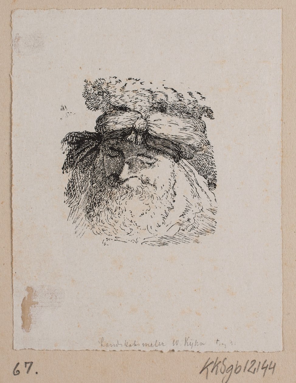 Kürk şapkalı bir adamın başı by Vilhelm Kyhn
