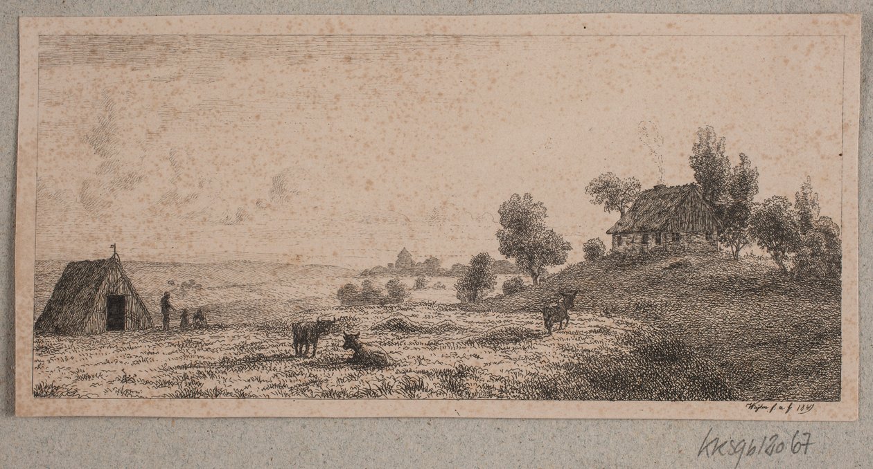 Bir çiftlik evi ve bir kır evi ile manzara by Vilhelm Kyhn