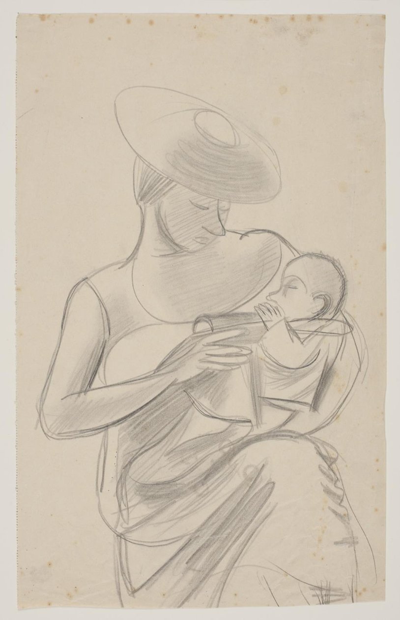 Sanatçının eşi, bebek kızı Dorte ile by Vilhelm Lundstrøm