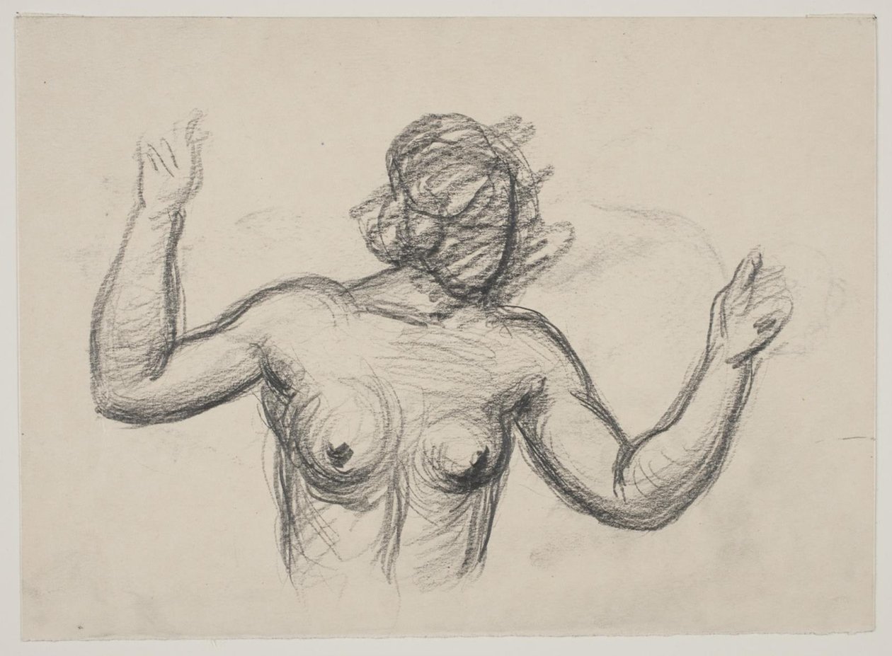 Kadın figürü, yarı figür, kollarını kaldırıyor by Vilhelm Lundstrøm