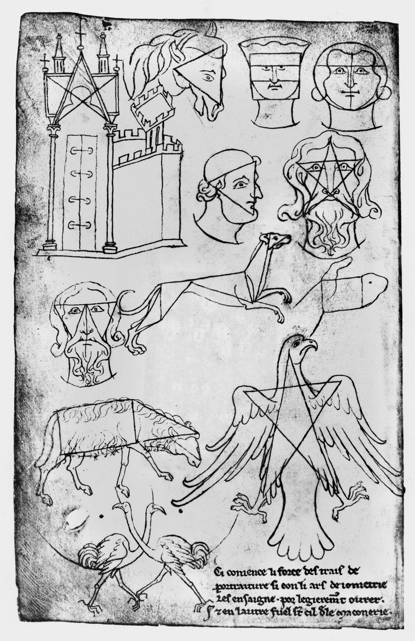 Ms Fr 19093 fol.18v Çeşitli çizimler (faks kopyası) by Villard de Honnecourt