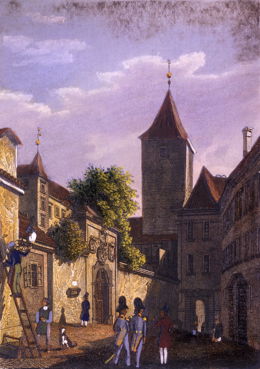 Eski Burgrave Sarayı, 1847 (renkli çelik gravür) by Vincenc Morstadt