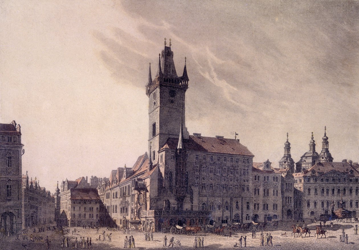 ಓಲ್ಡ್ ಟೌನ್ ಹಾಲ್ (ಬಣ್ಣದ ಎಚ್ಚಣೆ) ಟರ್ಕ್ by Vincenc Morstadt
