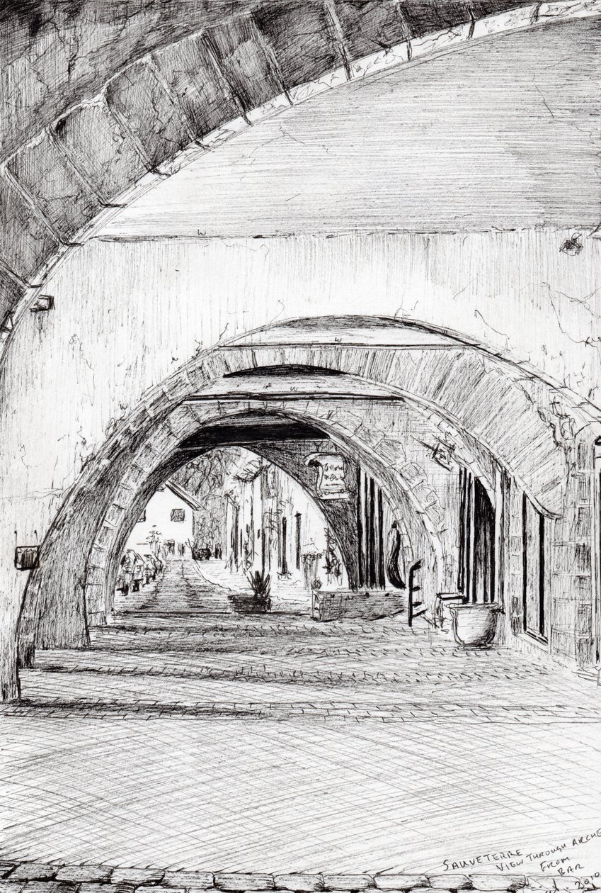 Arches Sauveterre Fransa, 2010, (kağıt üzerine mürekkep) by Vincent Alexander Booth