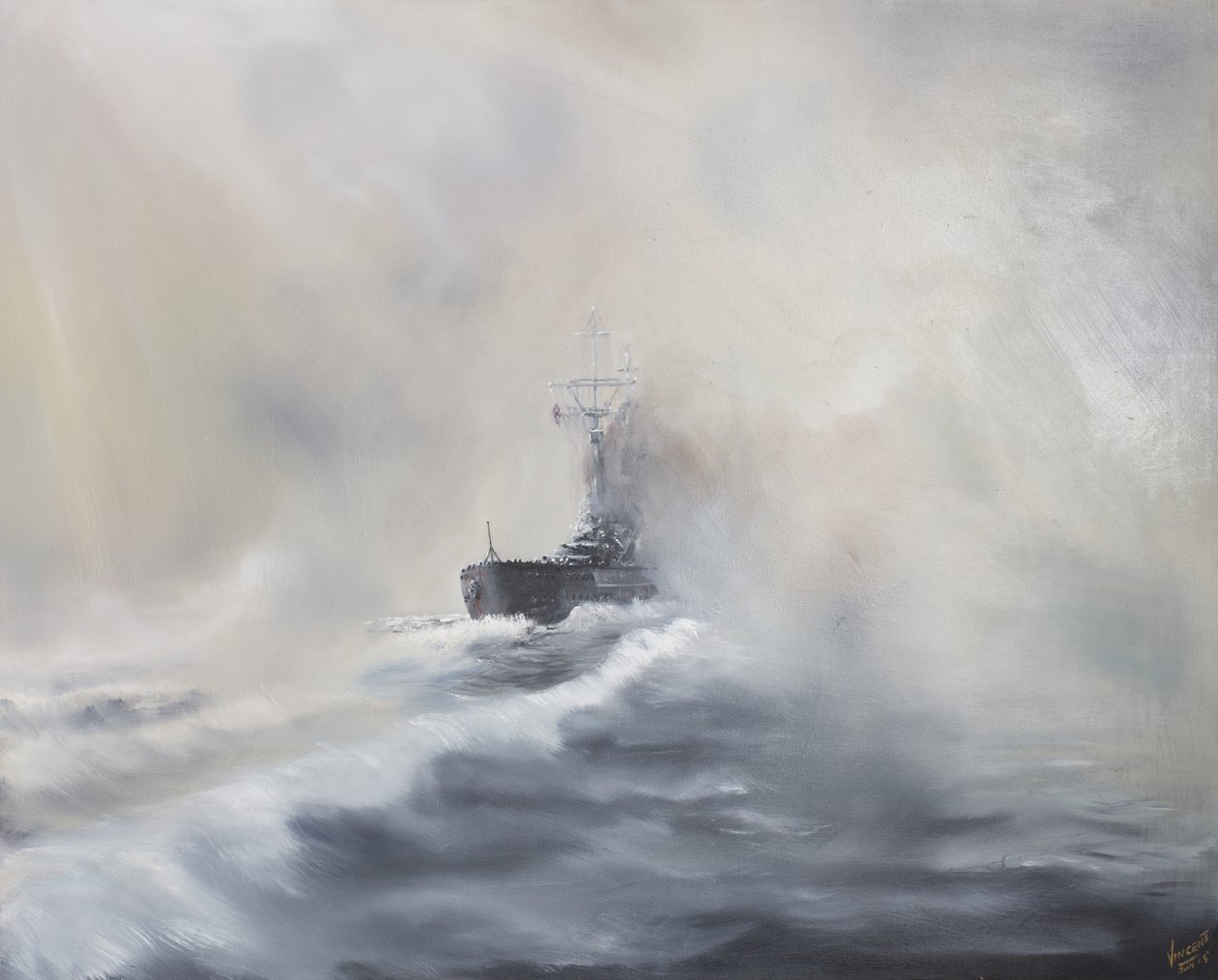 Bismarck, 25 Mayıs 1941, 2005, (Tuval üzerine yağlı boya) by Vincent Alexander Booth