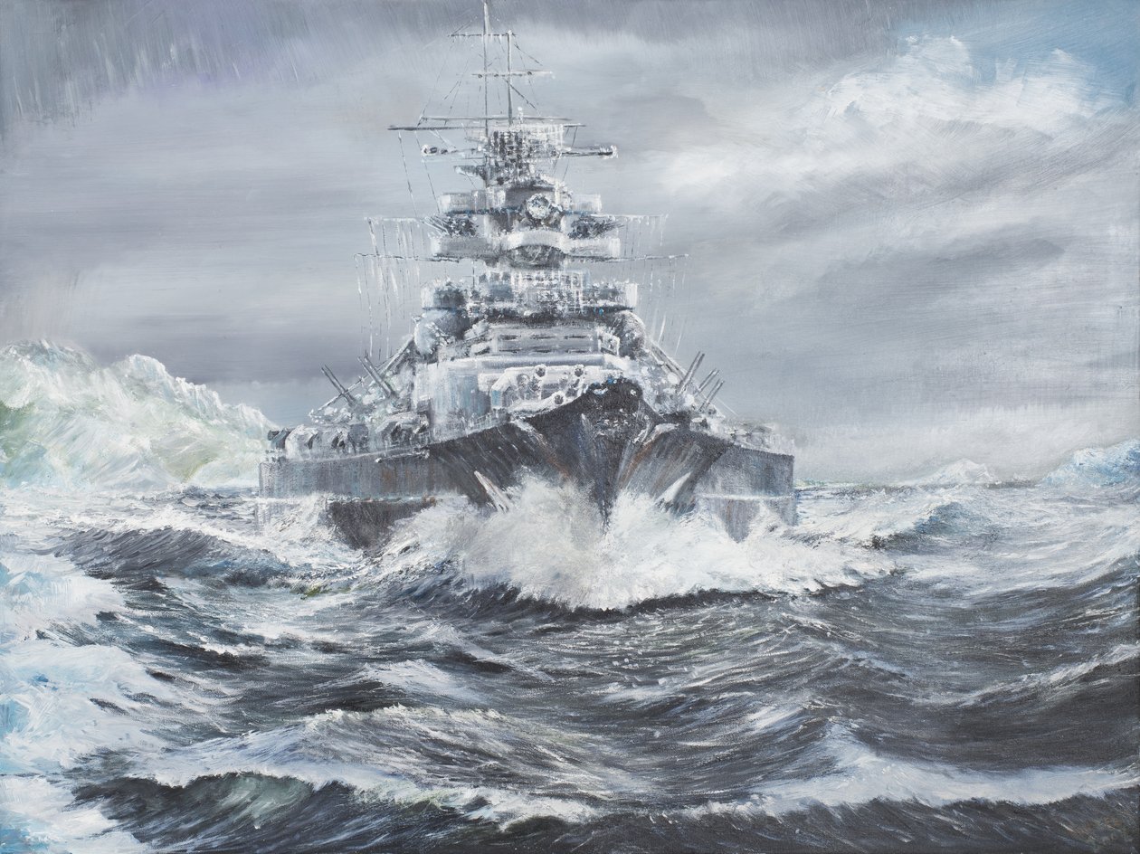 Bismarck Grönland kıyılarında 1900, 23 Mayıs 1941, 2007, (Tuval üzerine yağlı boya) by Vincent Alexander Booth