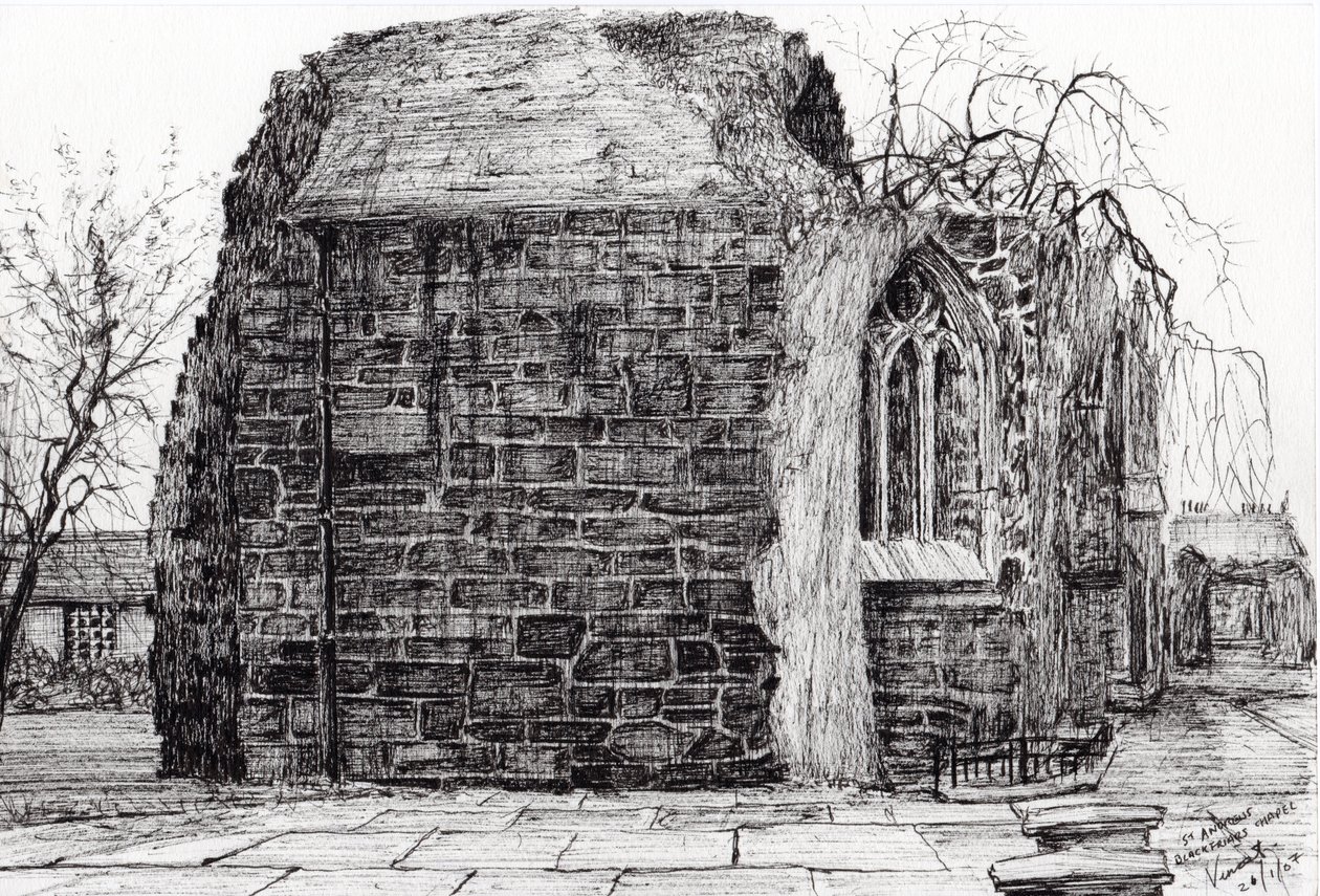 Blackfriars Şapeli St Andrews, 2007, (kağıt üzerine mürekkep) by Vincent Alexander Booth