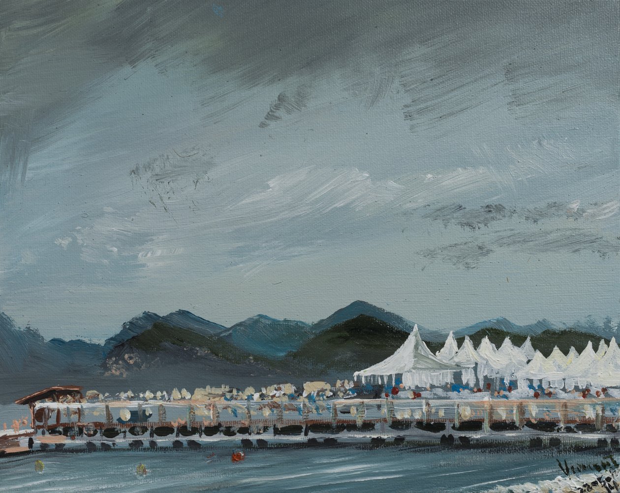 Cannes Film Festivali çadırları 2014, 2914, (tuval üzerine akrilik) by Vincent Alexander Booth