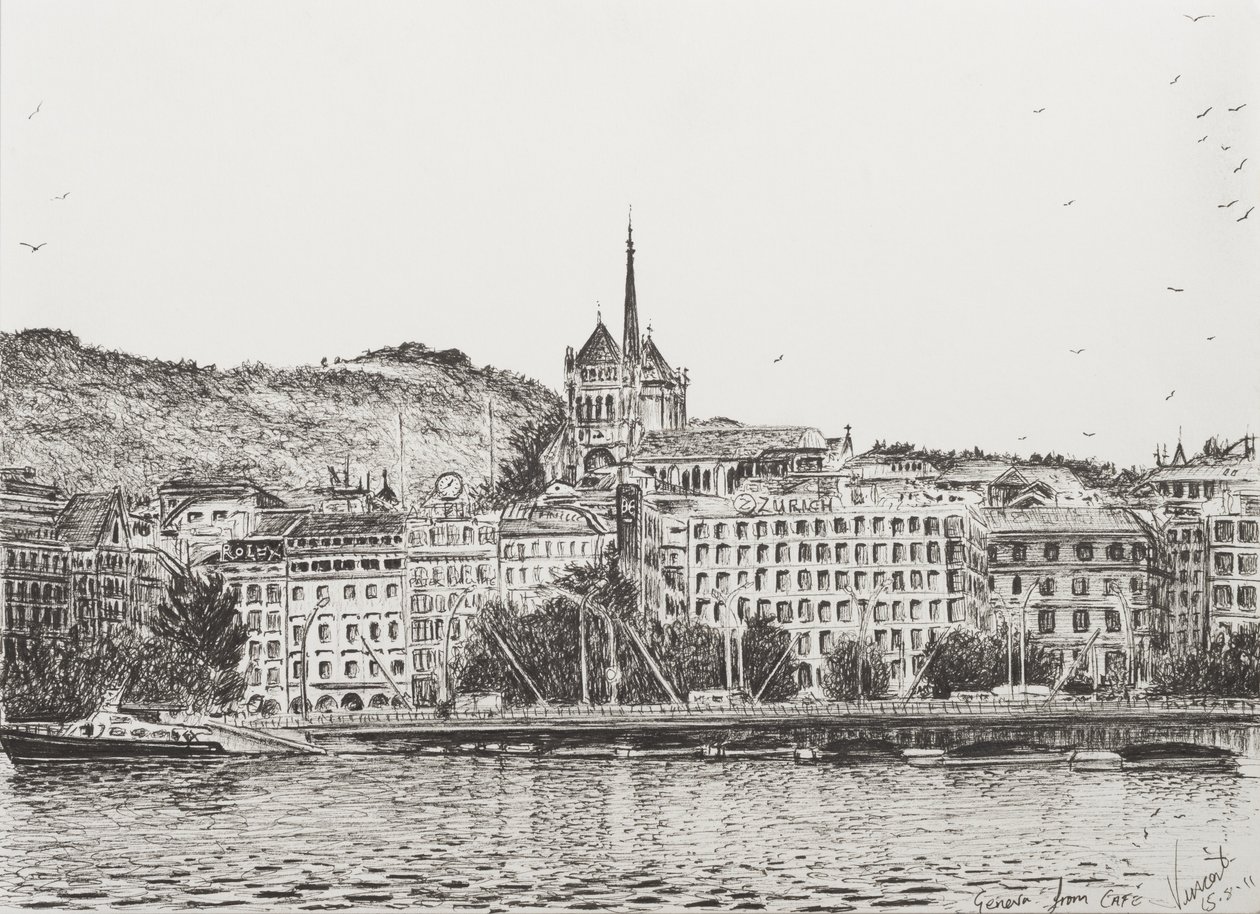 Cenevre Şehri, 2011, (Kağıt Üzerine Mürekkep) by Vincent Alexander Booth
