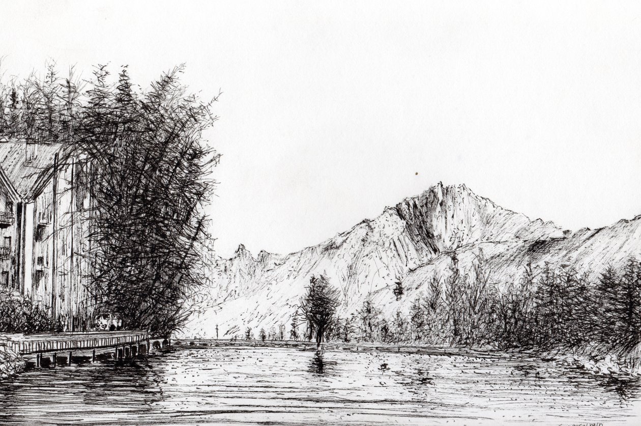 Crans İsviçre, 2009, (kağıt üzerine mürekkep) by Vincent Alexander Booth