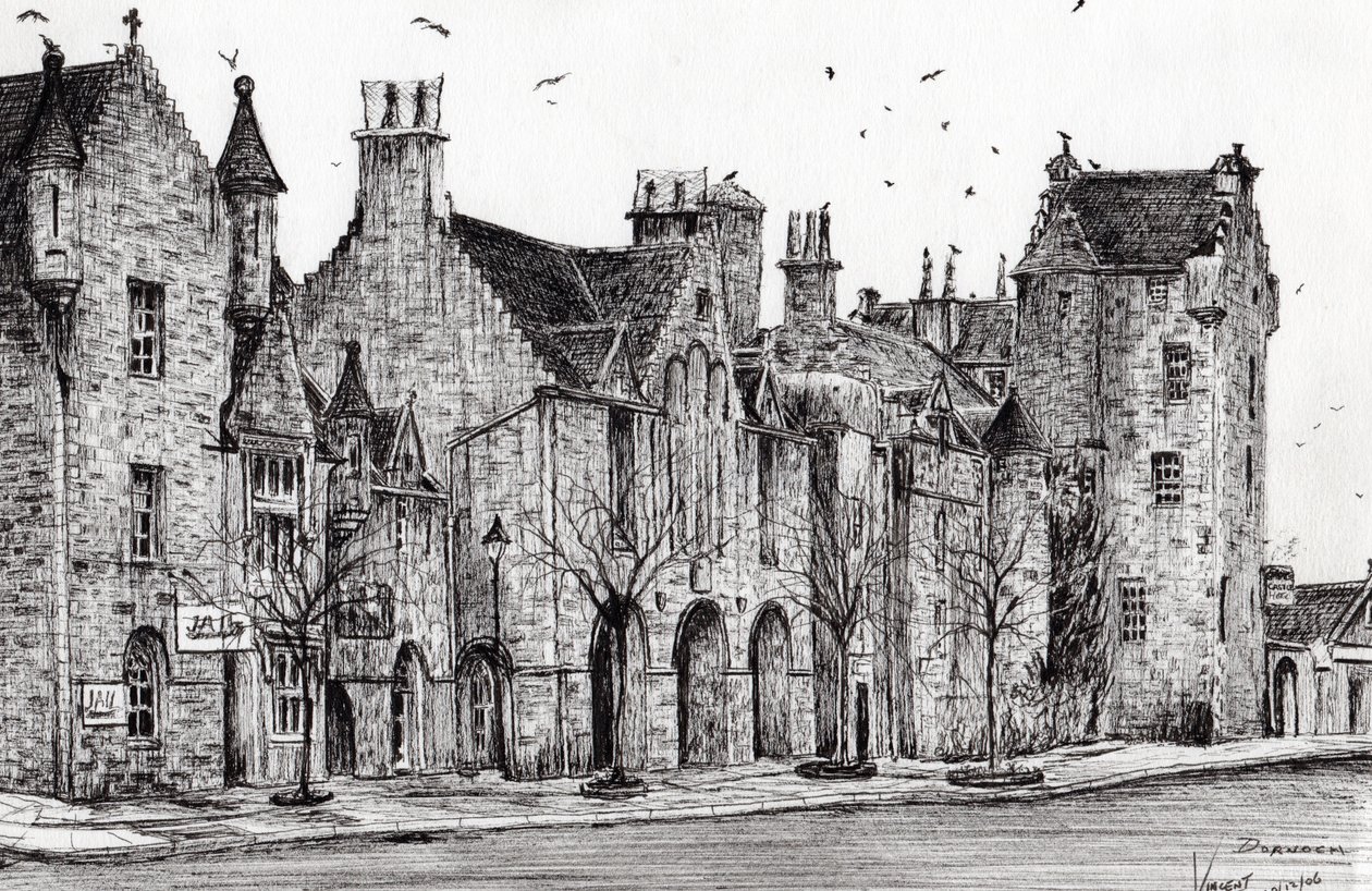 Dornoch İskoçya, 2006, (kağıt üzerine mürekkep) by Vincent Alexander Booth