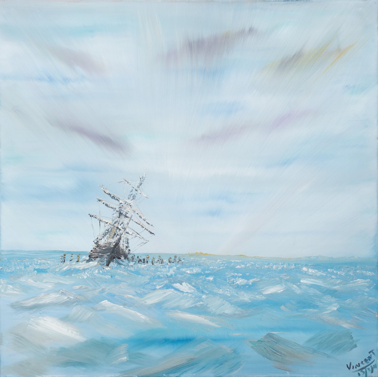 Antarktika Buzu tarafından tuzağa düşürülen dayanıklılık, 2014, (Tuval Üzerine Yağlıboya) by Vincent Alexander Booth