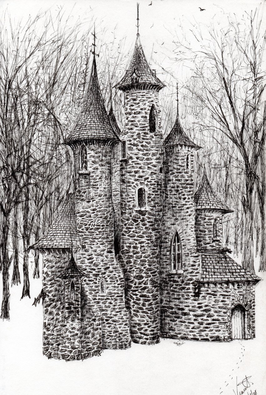 Findhorn ormanındaki Kale Kapısı, 2006, (kağıt üzerine mürekkep) by Vincent Alexander Booth