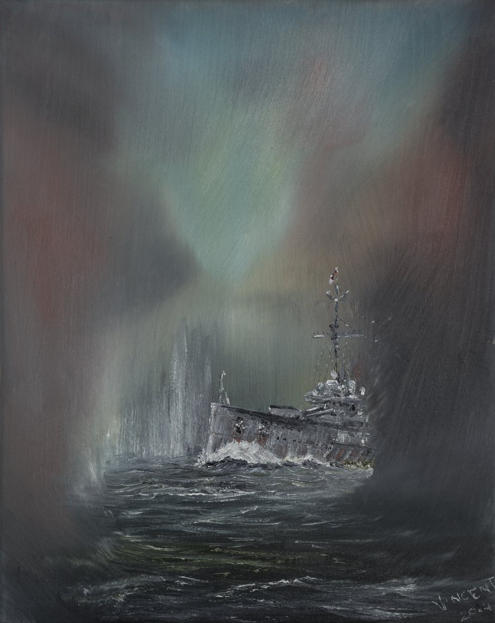 Jutland 31 Mayıs 1916, 2014, (Tuval üzerine yağlı boya) by Vincent Alexander Booth