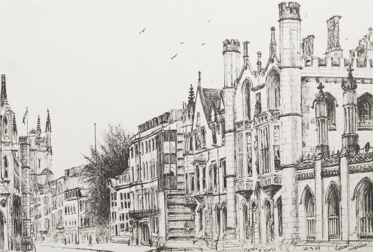 Kings College, Cambridge, 2007, (Kağıt Üzerine Mürekkep) by Vincent Alexander Booth