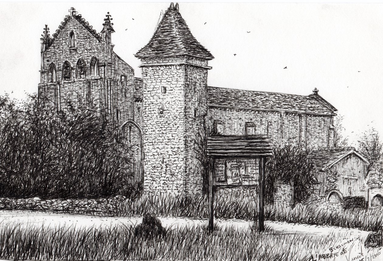 LAbbeye Blassimon Fransa, 2010, (kağıt üzerine mürekkep) by Vincent Alexander Booth