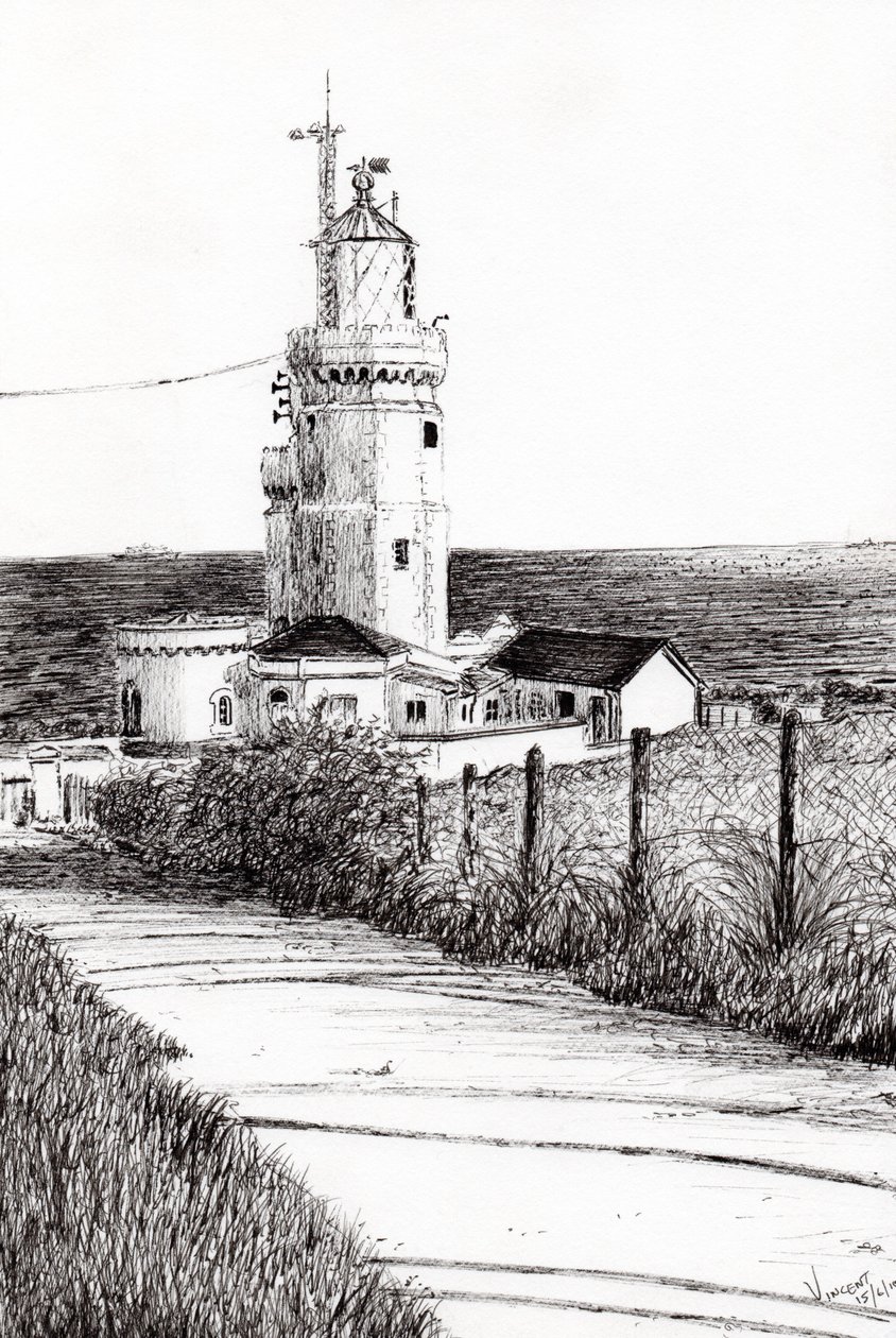 Lighthouse Isle of Wight, 2010, (kağıt üzerine mürekkep) by Vincent Alexander Booth