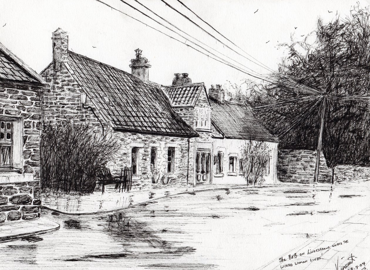 Lindisfarne kutsal adası, 2007, (kağıt üzerine mürekkep) by Vincent Alexander Booth