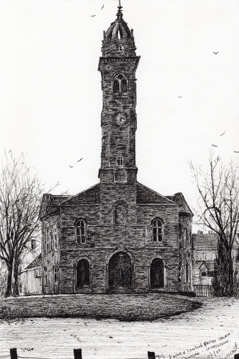 Lorne & Lowland bölge kilisesi, 2007, (kağıt üzerine mürekkep) by Vincent Alexander Booth
