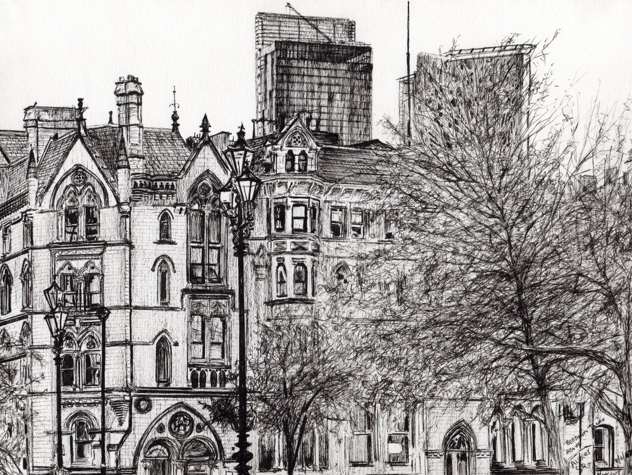 Manchester Beetham kulesi, 2007, (kağıt üzerine mürekkep) by Vincent Alexander Booth