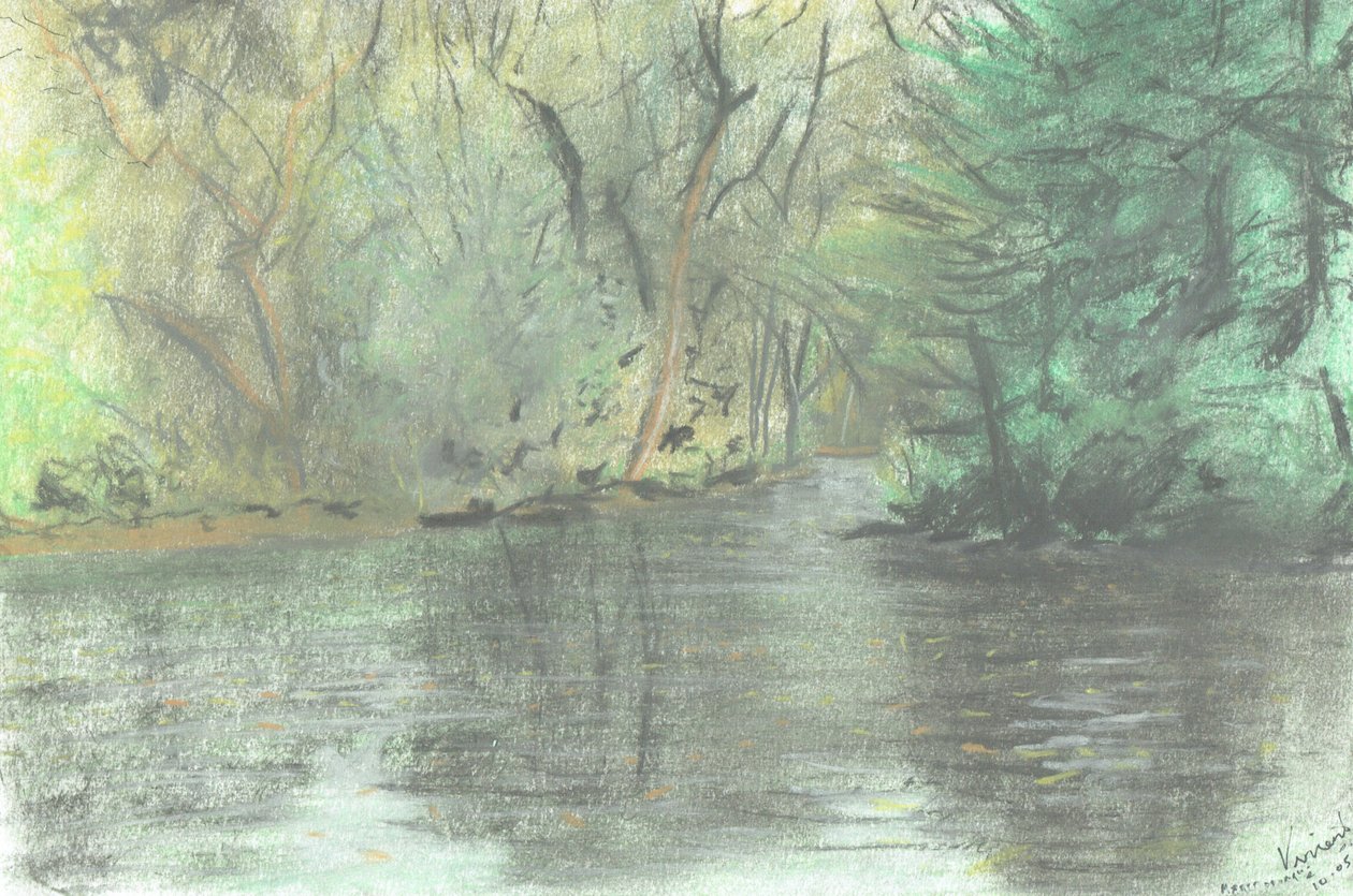 Marlborough pond, 2005, (pastels on paper) by Vincent Alexander Booth