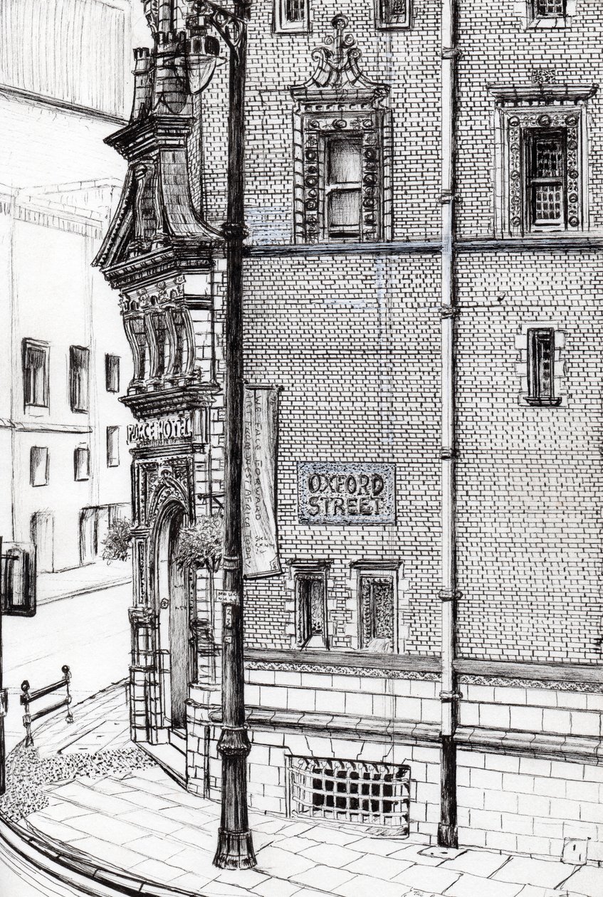Palace Hotel, Oxford Street, Manchester, 2012, (kağıt üzerine mürekkep) by Vincent Alexander Booth