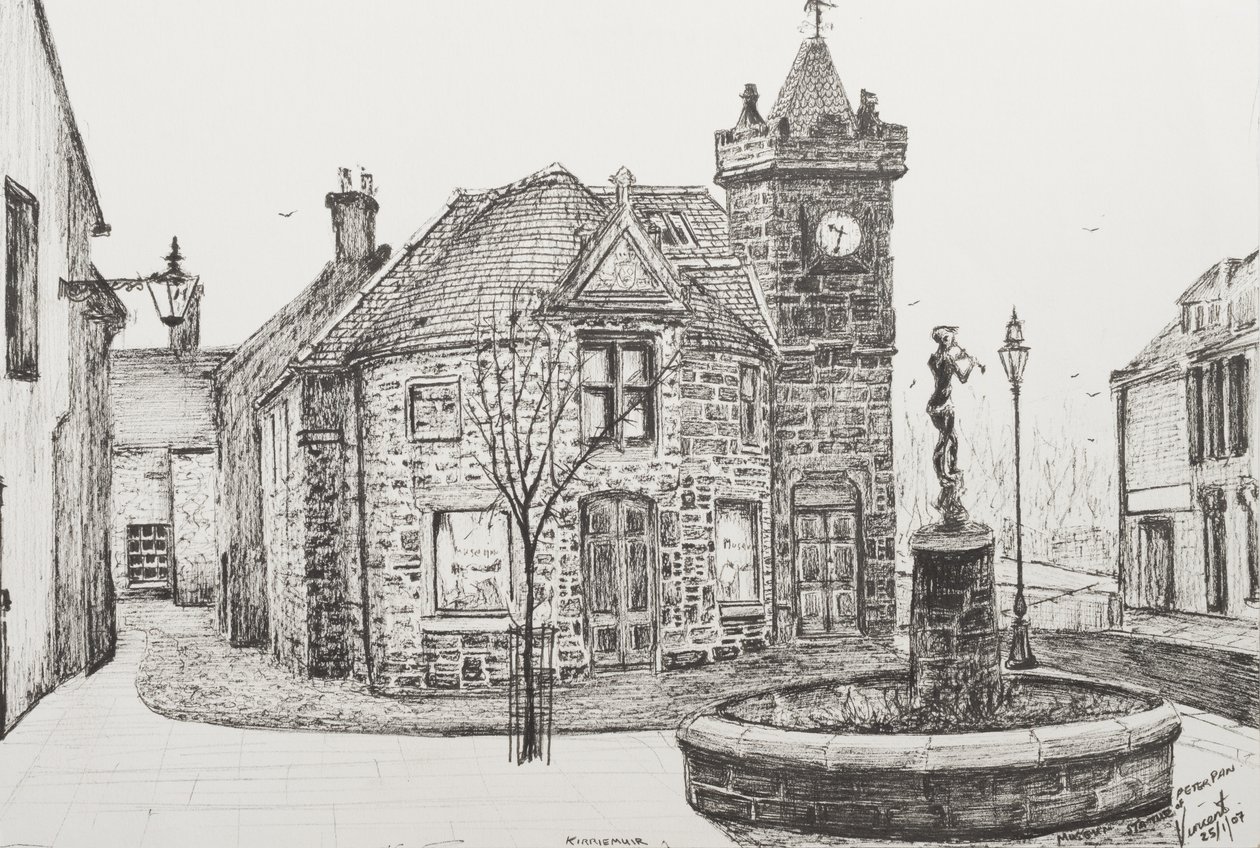 Peter Pan Heykeli, Kirriemuir, İskoçya, 2007, (Kağıt Üzerine Mürekkep) by Vincent Alexander Booth