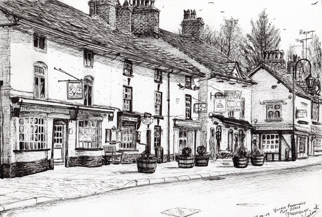 Postane Prestbury, 2009, (kağıt üzerine mürekkep) by Vincent Alexander Booth