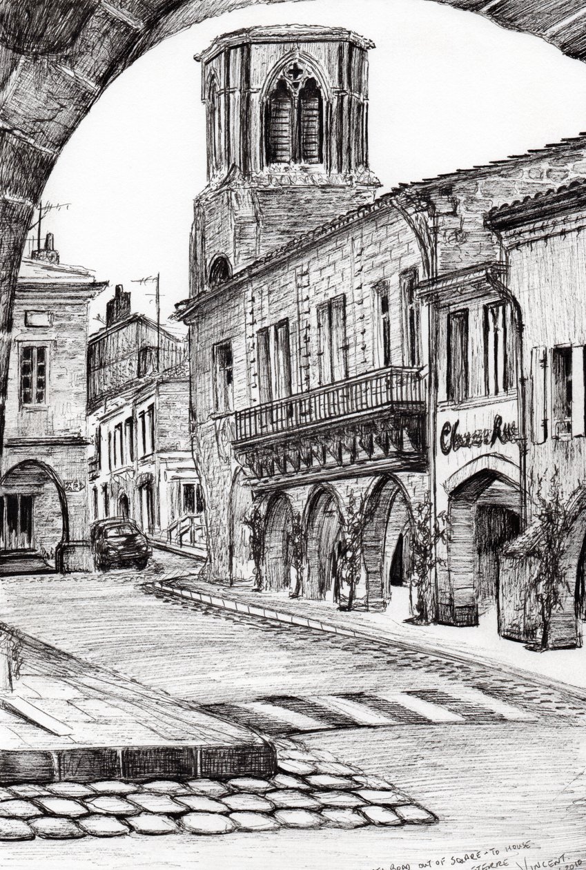 Sauveterre Fransa, 2010, (kağıt üzerine mürekkep) by Vincent Alexander Booth