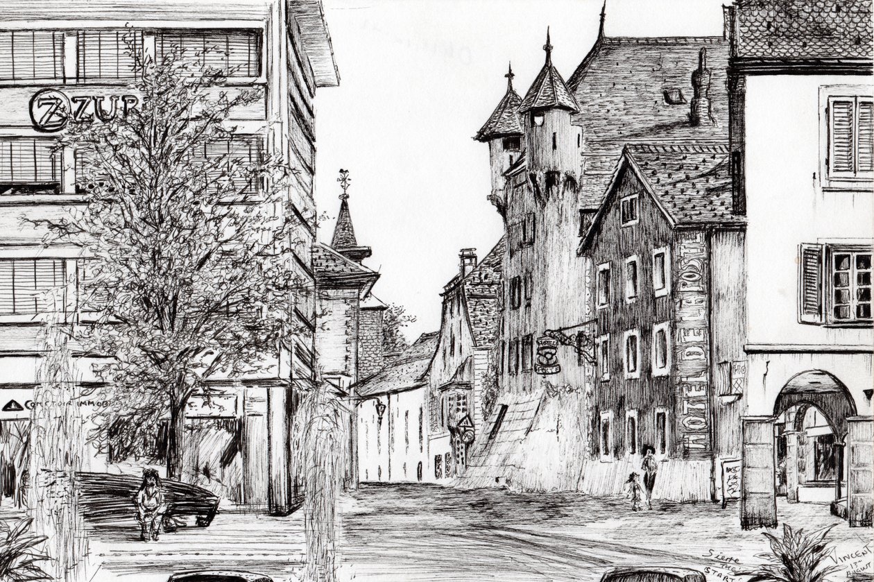 Sierre İsviçre, 2012, (kağıt üzerine mürekkep) by Vincent Alexander Booth