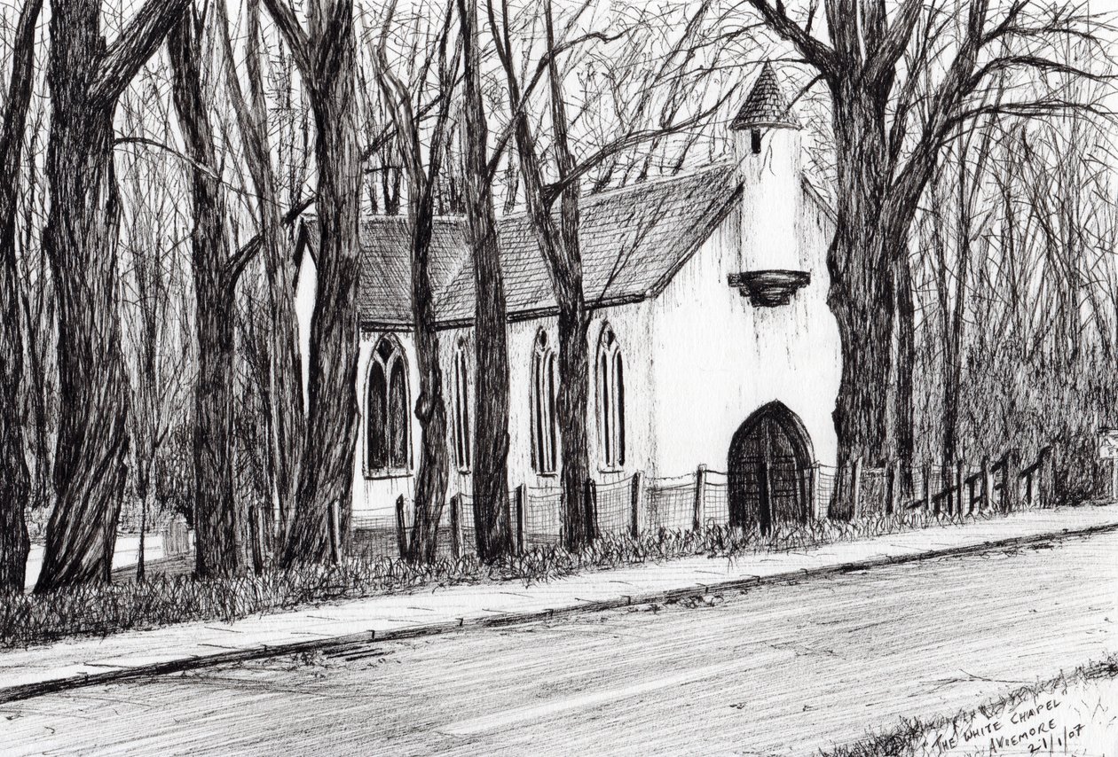 Beyaz Şapel Aviemore, 2007, (kağıt üzerine mürekkep) by Vincent Alexander Booth