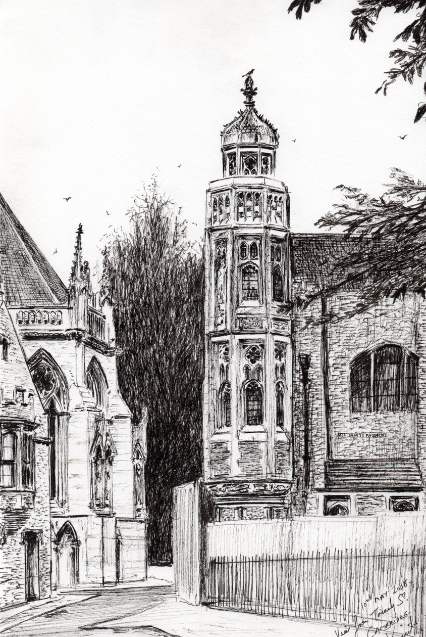 Trinity Street Cambridge, 2008, (kağıt üzerine mürekkep) by Vincent Alexander Booth