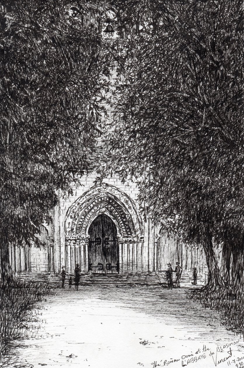 The Roman Door labbey de blassimon, 2010, (kağıt üzerine mürekkep) by Vincent Alexander Booth