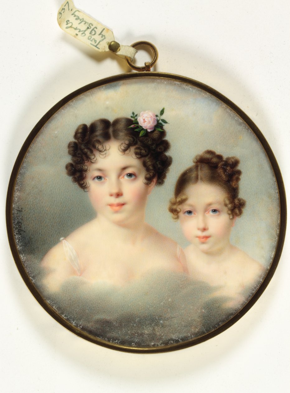 Two young girls (enamel) by Vincent Bertrand