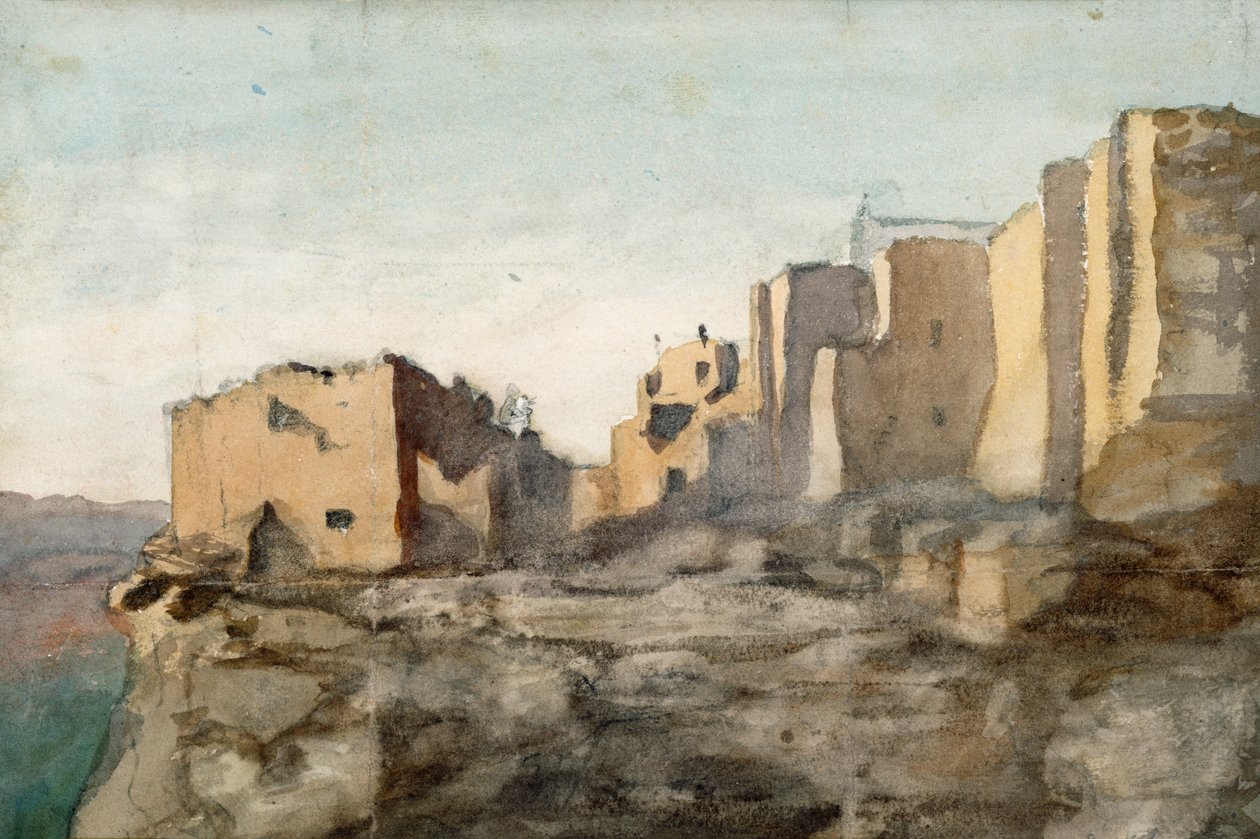 Moqui Village Cliff Dwellings, Arizona, 1869-71 (kağıt üzerinde wc) by Vincent Colyer