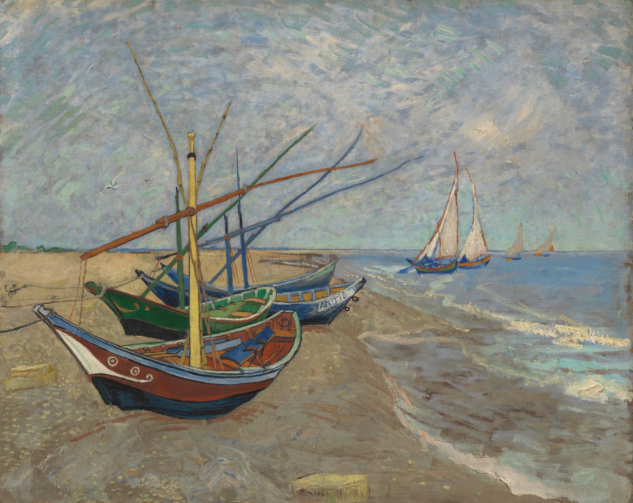 Les Saintes-Maries-de-la-Mer Sahilinde Balıkçı Tekneleri by Vincent van Gogh