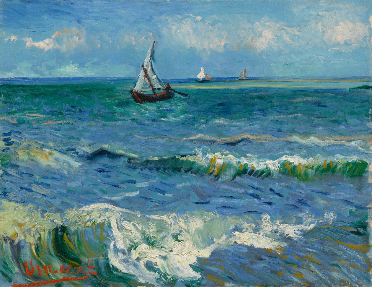 Les Saintes-Maries-de-la-Mer yakınlarındaki deniz manzarası by Vincent van Gogh
