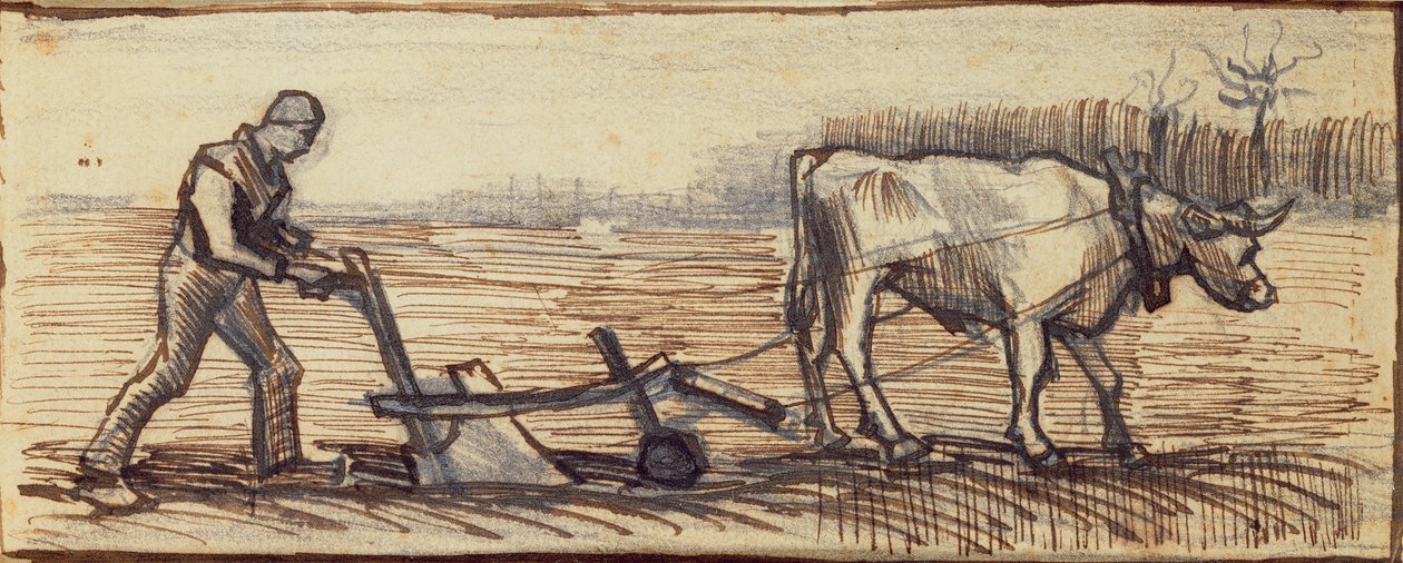 Pullukta, dört mevsimi temsil eden dört çizimden (kalem, tükenmez kalem ve kağıt üzerine kahverengi mürekkep) (ayrıca bkz. 61643-5-6) by Vincent van Gogh