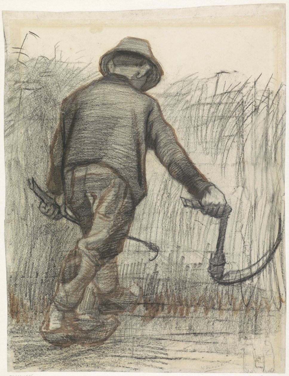 Şapkalı kesici, arkadan görülüyor, c.1865-90 (kağıt üzerine tebeşir) by Vincent van Gogh
