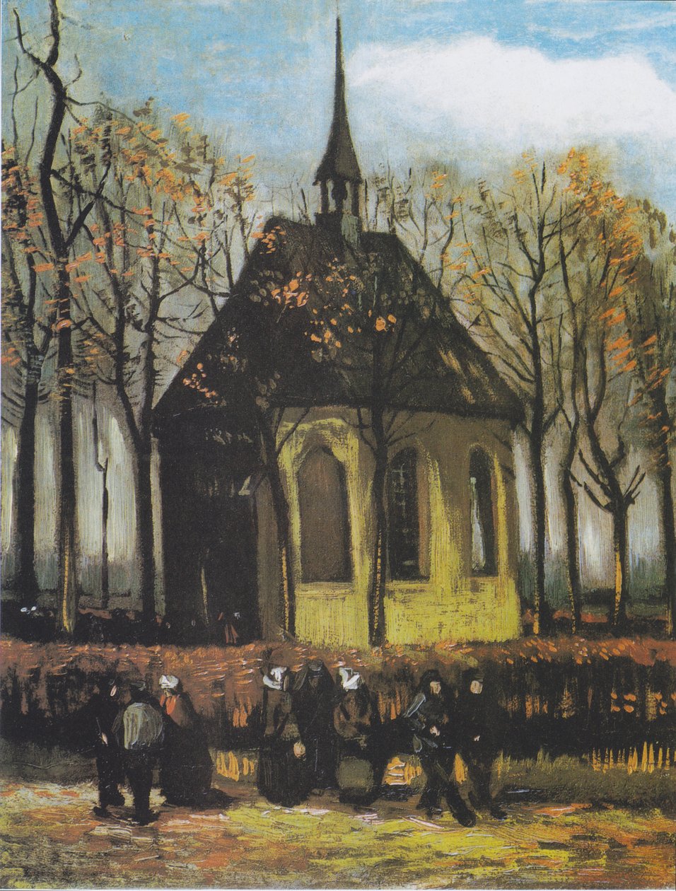 Kilise müdavimleri ile Nuenen kilisesi by Vincent van Gogh