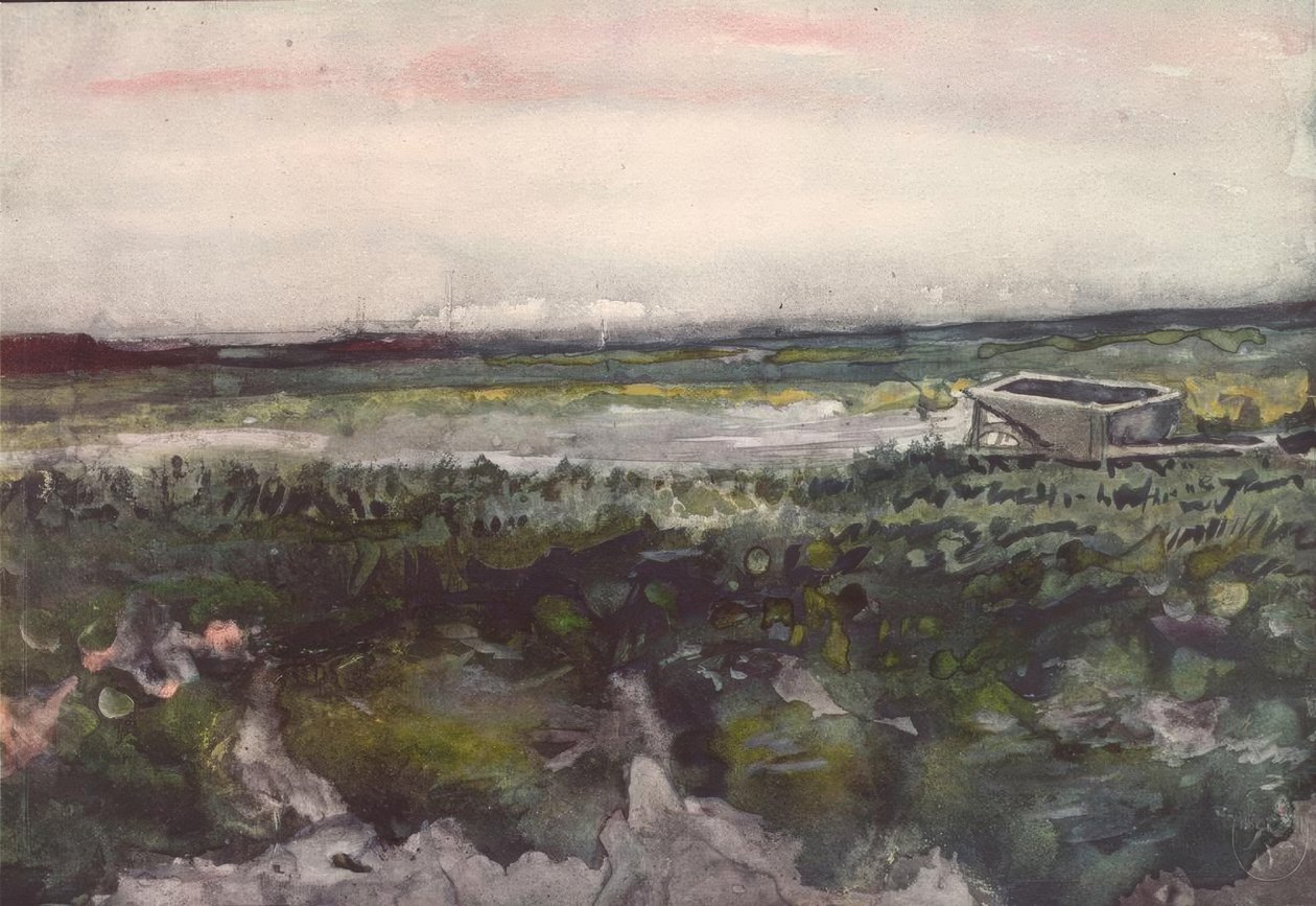 el arabası ile fundalık by Vincent van Gogh