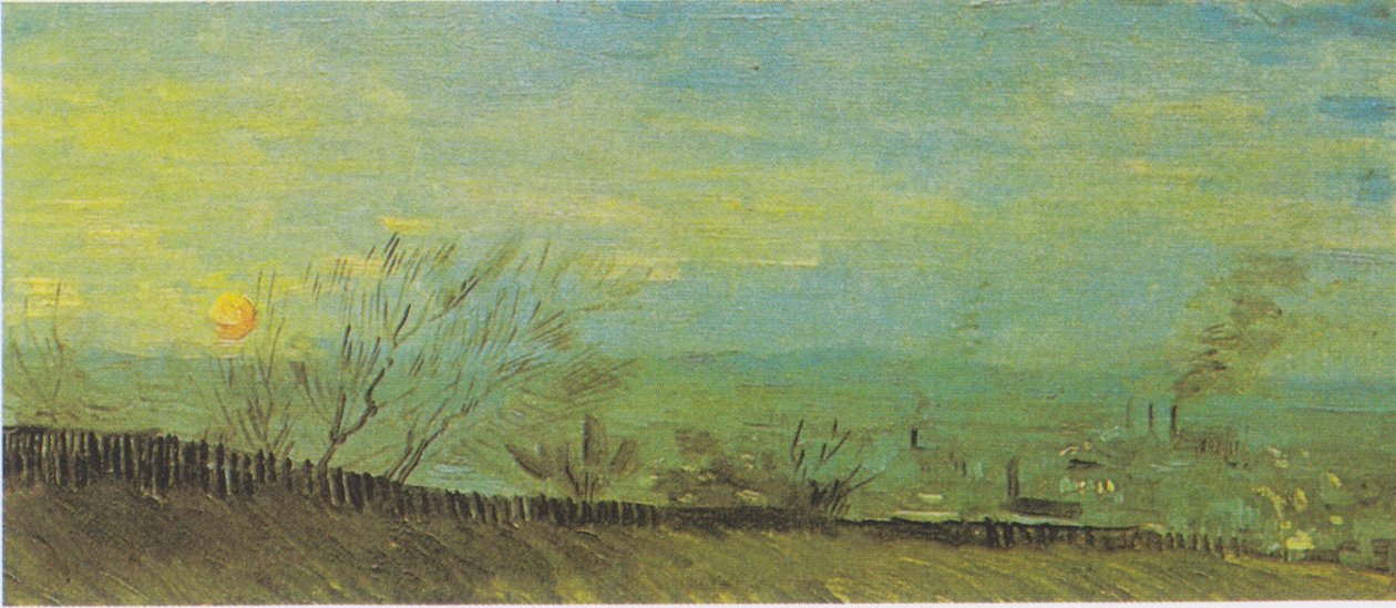Ay ışığında fabrikalar ile manzara by Vincent van Gogh