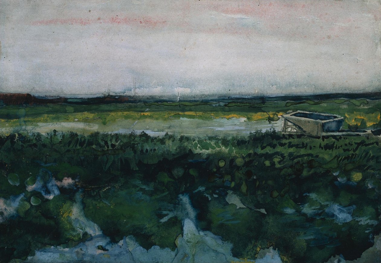 El arabası ile manzara by Vincent van Gogh