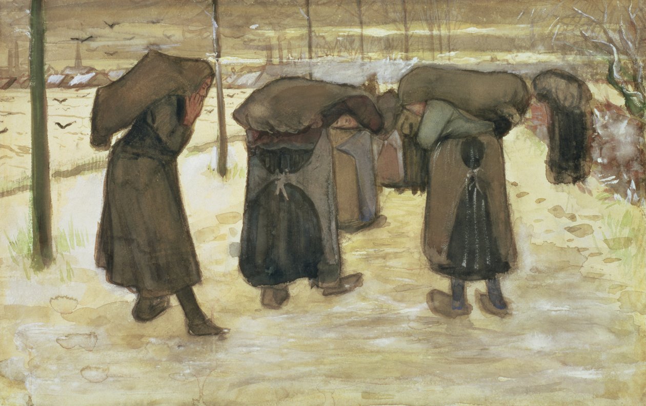 Kömür çuvalları taşıyan madenci eşleri, 1882 by Vincent van Gogh