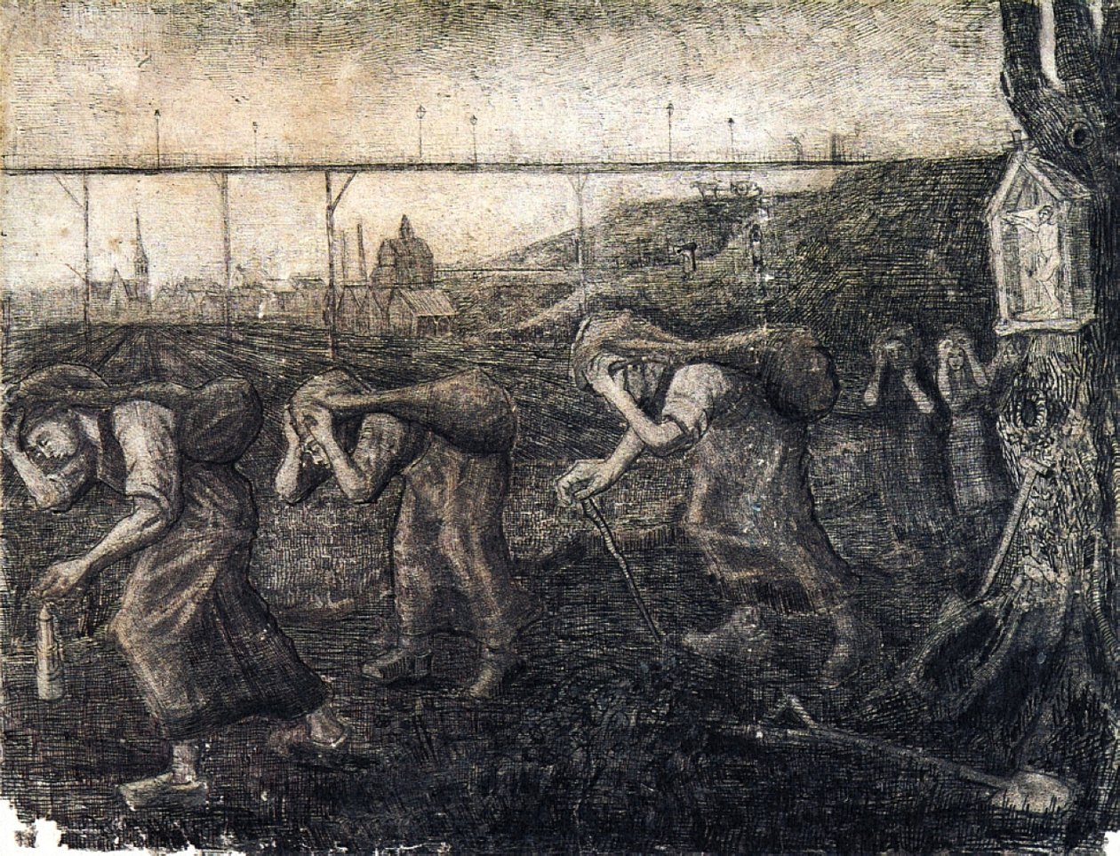 Çuval taşıyan madenci kadınlar yükün taşıyıcıları by Vincent van Gogh