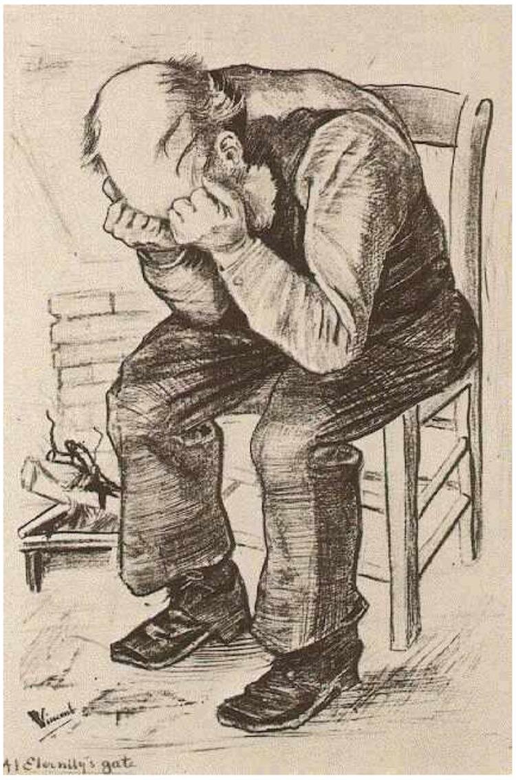 Başı Ellerinde Yaşlı Adam (Sonsuzluk Kapısında) by Vincent van Gogh
