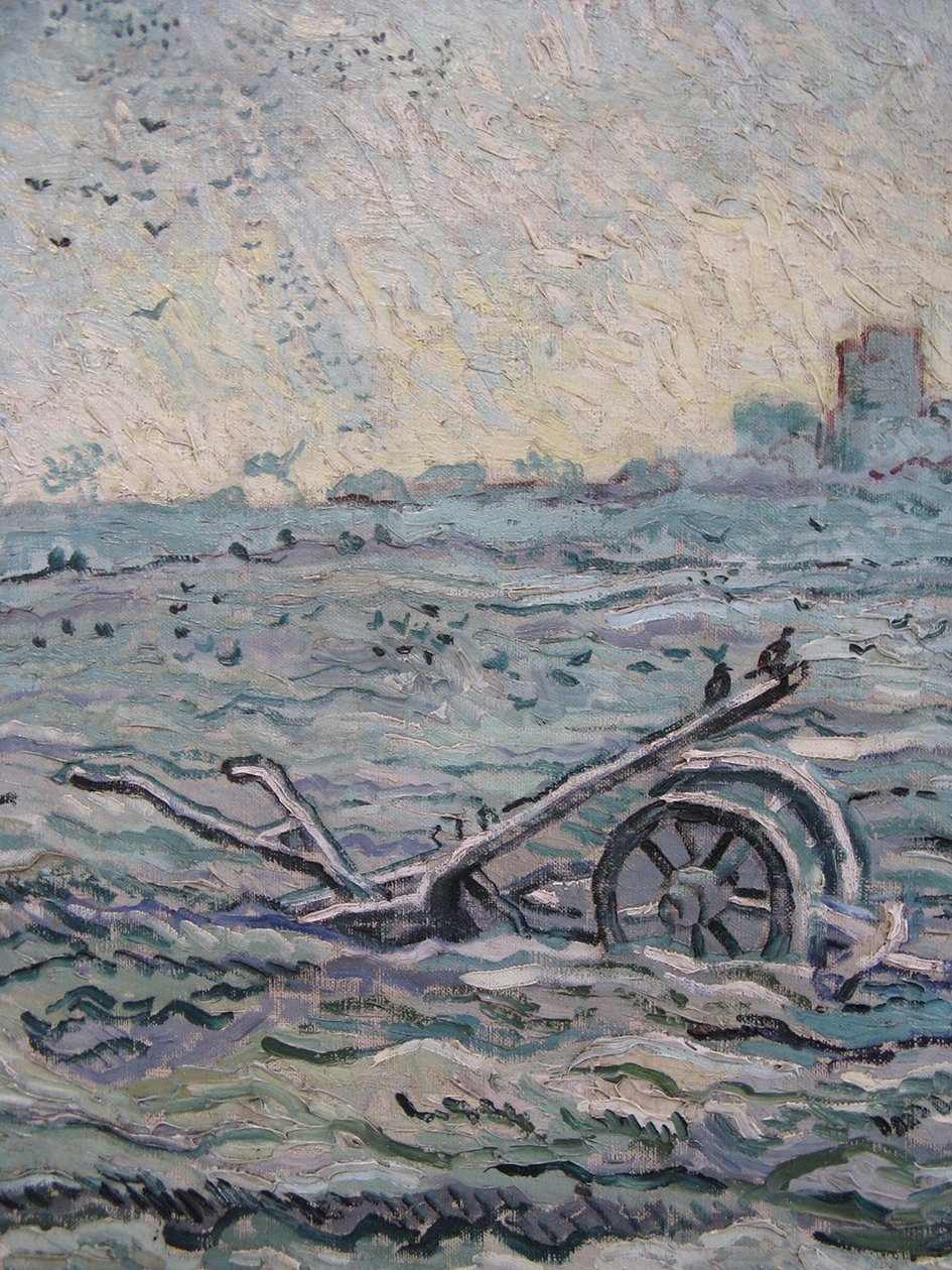 Bir tırmık ile karla kaplı alan by Vincent van Gogh