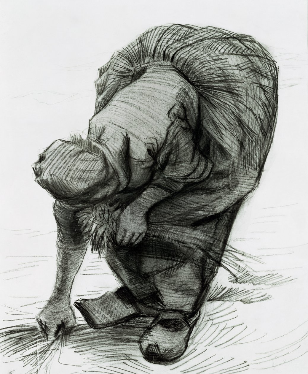 Köylü Kadın Toplayıcı, 1885 (kağıt üzerine siyah tebeşir) by Vincent van Gogh